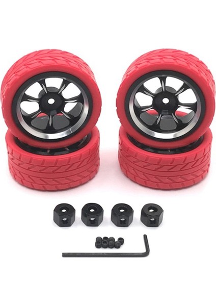 65MM Metal Jant Lastik Lastik 12MM Adaptör ile Wpl C14 C24 Mn D90 MN98 MN99S Mn-90 Rc Araba Yükseltme Parçaları, Kırmızı (Yurt Dışından)