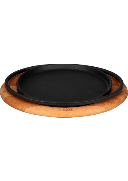 Pizza / Krep / Pankek Tavası Ve Ahşap Altlığı Yuvarlak, Çap(Ø)20Cm.