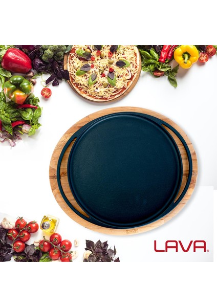 Pizza / Krep / Pankek Tavası Ve Ahşap Altlığı Yuvarlak, Çap(Ø)20Cm.