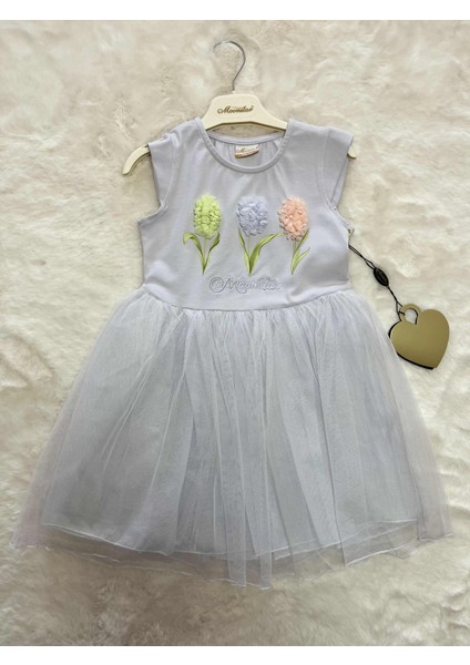 Kabartma Çiçekli Tütütlü Elbise