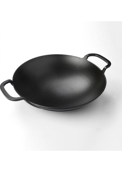 Döküm Yuvarlak Wok Döküm Demir Yekpare Çift Kulplu Çap(Ø)38cm.