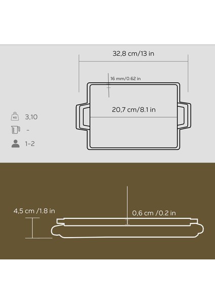 Döküm Dikdörtgen Çift Yön Izgara ve Düz Yüzey Hot Plate Kayın Servis Ahşabı Ölçü 22x15cm. fırsatları