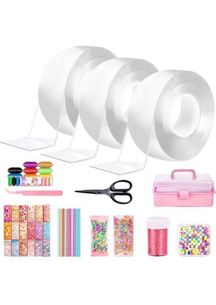 Nanos Kabarcık Balon Bant Seti Glitter Cımbız Fidget Dıy Elastik Kabarcıklar Nano Bant Çift Taraflı Kabarcıklı Bantlar A (Yurt Dışından)