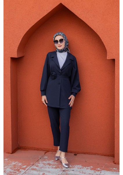 Need Gül Kuşaklı Ceket Pantolon Takım-Laci fırsatları