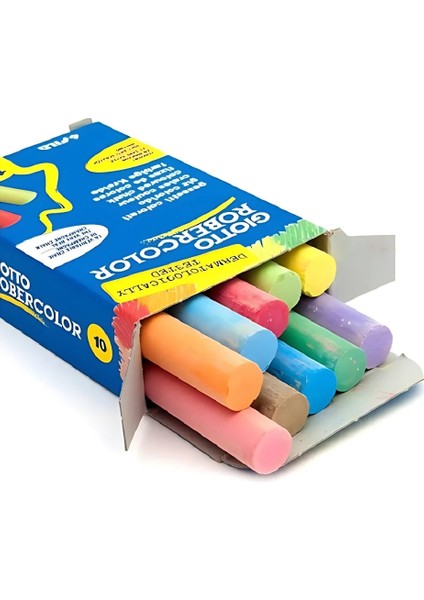 | Robercolor Tozsuz Tebeşir, Karışık Renkler, 10'lu Paket, Kalsiyum Karbonat Esaslı