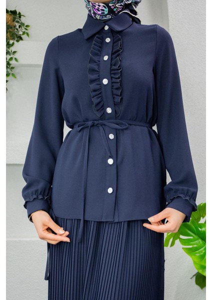 Terra Fırfırlı Bluz Piliseli Etek Krep Takım-Laci fiyatları