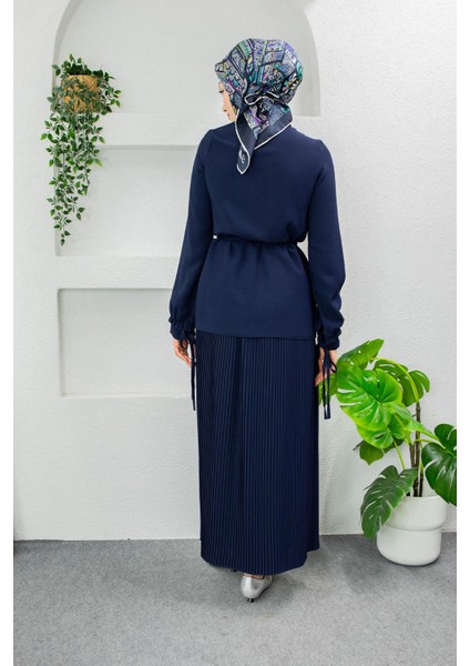 Terra Fırfırlı Bluz Piliseli Etek Krep Takım-Laci modelleri