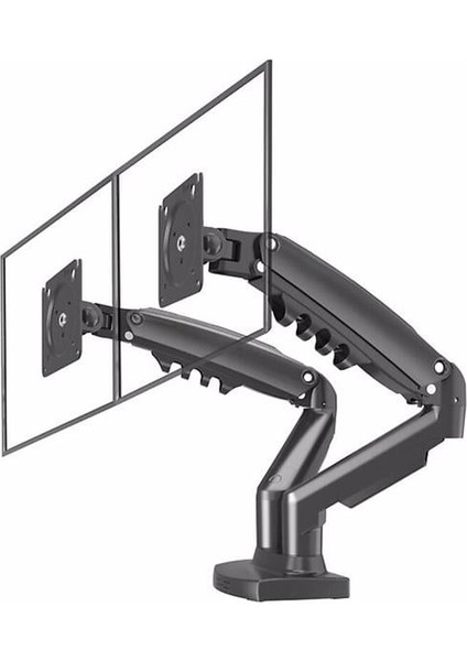 Vontech F160 MNT02 17-27 Amorti̇sörlü Stand Çi̇ft Kol LCD / LED Moni̇tör Tutucu Stand Aski Aparati