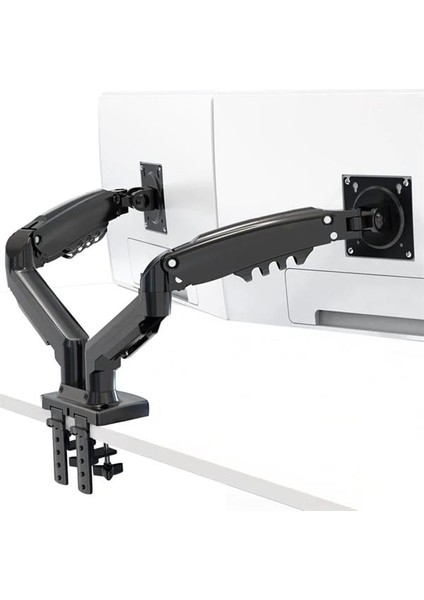 Vontech F160 MNT02 17-27 Amorti̇sörlü Stand Çi̇ft Kol LCD / LED Moni̇tör Tutucu Stand Aski Aparati