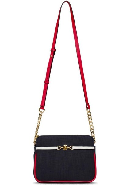 Çapraz Askılı Kadın Çanta Lacivert-Beyaz-Kırmızı Us25239