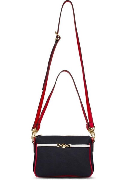 Çapraz Askılı Kadın Çanta Lacivert-Beyaz-Kırmızı Us25237