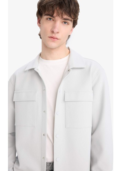 Regular Fit Çift Cepli Twill Uzun Kollu Gömlek E7689AX25SP