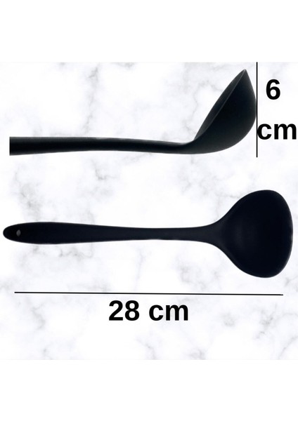 Sert Uçlu Isıya Dayanıklı Yanmaz Yapışmaz Silikon 28 cm Kepçe 1 Adet / Dört Renk Seçeneği