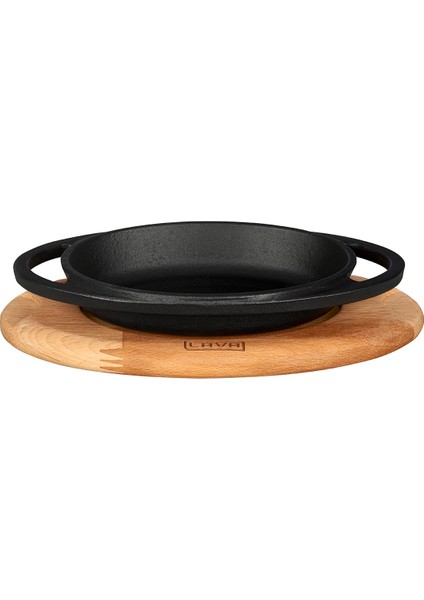 Döküm Oval Sahan Döküm Demir Yekpare Çift Kulplu Kayın Servis Ahşabı Ölçü 15x10cm.