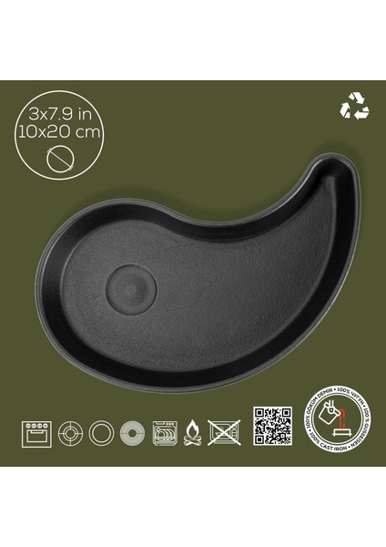 Döküm Damla Formlu Yingyang Fajita Tabağı Ölçü 10x20cm.