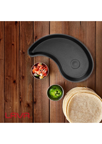 Döküm Damla Formlu Yingyang Fajita Tabağı Ölçü 10x20cm.