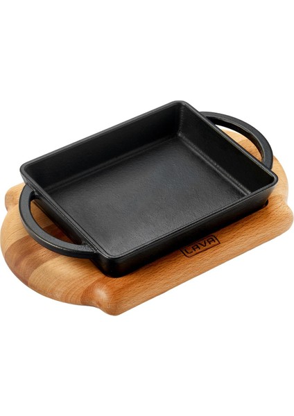 Döküm Dikdörtgen Sahan Döküm Demir Yekpare Çift Kulplu Kayın Servis Ahşabı Ölçü 12x15cm.