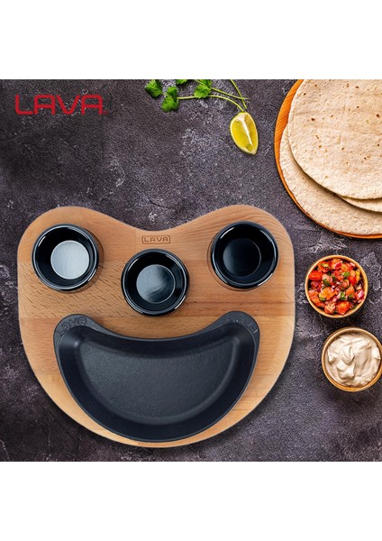 Döküm Böbrek Formlu Fajita Tabağı Kayın Servis Ahşabı Ölçü 10x20cm. (Sos Kapları Dahil Değildir.) indirimleri