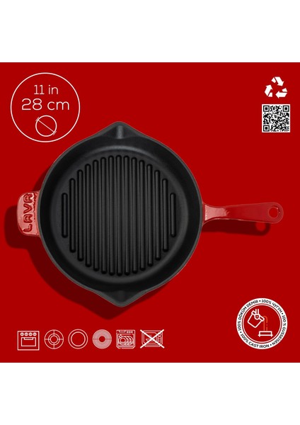 Döküm Yuvarlak Izgara Tava Döküm Demir Yekpare Saplı Çap(Ø)28cm. fırsatları