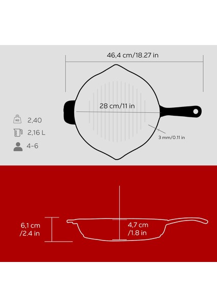 Döküm Yuvarlak Izgara Tava Döküm Demir Yekpare Saplı Çap(Ø)28cm. indirimleri