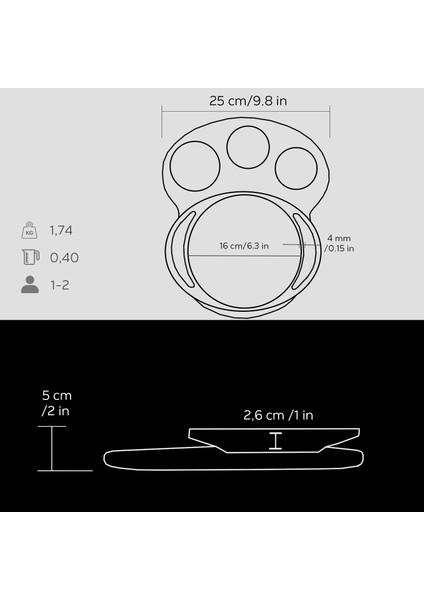 Döküm Yuvarlak Sahan Döküm Demir Yekpare Çift Kulplu Kayın Servis Ahşabı Çap(Ø)16cm. (Sos Kapları Dahil Değildir.) modelleri