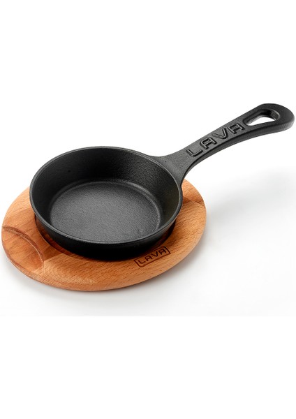 Döküm Yuvarlak Kızartma Tavası Yekpare Saplı Kayın Servis Ahşabı. Çap(Ø)12cm. modelleri