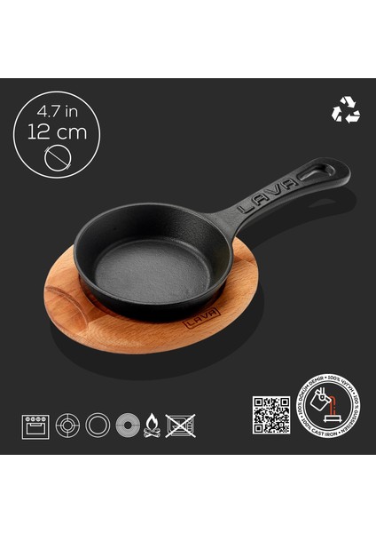 Döküm Yuvarlak Kızartma Tavası Yekpare Saplı Kayın Servis Ahşabı. Çap(Ø)12cm. fırsatları