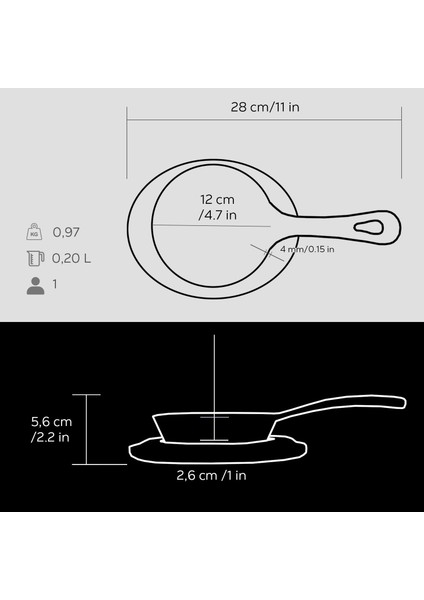Döküm Yuvarlak Kızartma Tavası Yekpare Saplı Kayın Servis Ahşabı. Çap(Ø)12cm. indirimleri