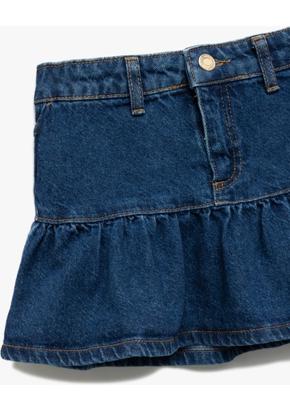 Pamuklu Fırfır Detaylı Denim Etek modelleri