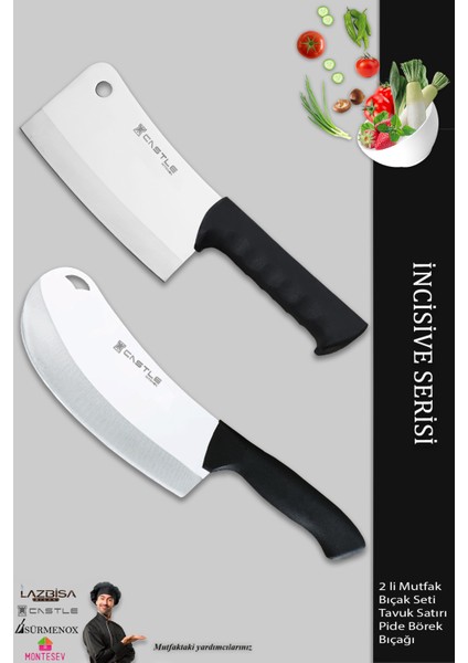 Incisive Serisi Mutfak Bıçak Seti Et Tavuk Satırı Börek Pizza Pide Salata Bıçağı 2 Li Set