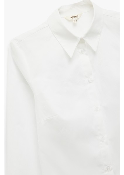 Pamuklu Düğmeli Uzun Kollu Basic Poplin Kadın Gömlek