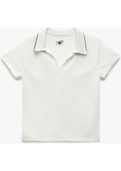 Slim Fit Polo Yaka Çizgili Kısa Kollu Spor Tişört modelleri