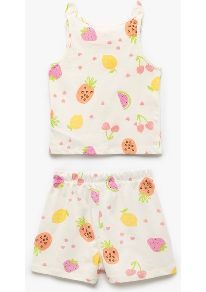 Pamuklu Meyve Desenli 2'li Şort ve Tişört Seti fiyatları