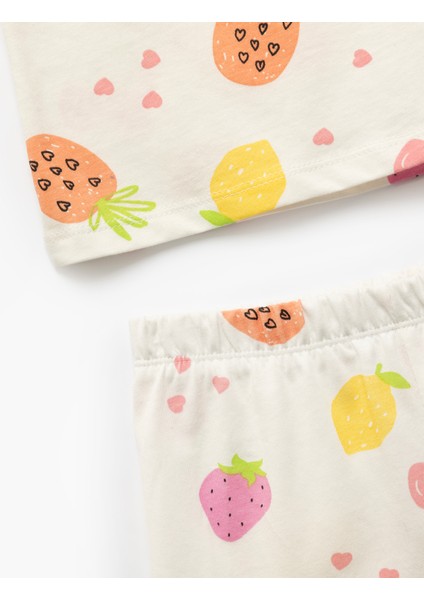 Pamuklu Meyve Desenli 2'li Şort ve Tişört Seti modelleri