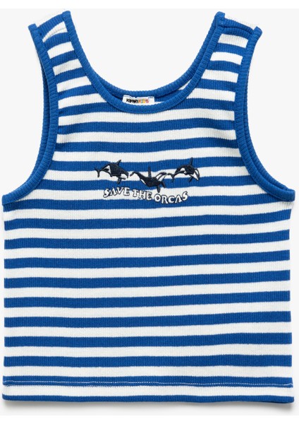 Yuvarlak Yaka Kolsuz Kaşkorse Çizgili Atlet