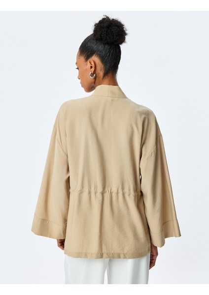 Modal Karışımlı Beli Bağcıklı Oversize Uzun Kollu Kruvaze Kimono fırsatları