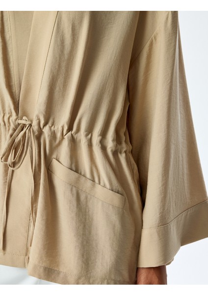 Modal Karışımlı Beli Bağcıklı Oversize Uzun Kollu Kruvaze Kimono indirimleri