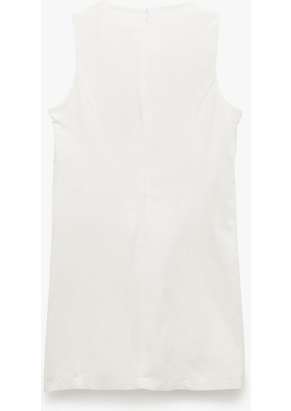 Düğmeli Kolsuz Yuvarlak Yaka Çift Cepli Pamuklu-Viskon Mini Elbise fırsatları