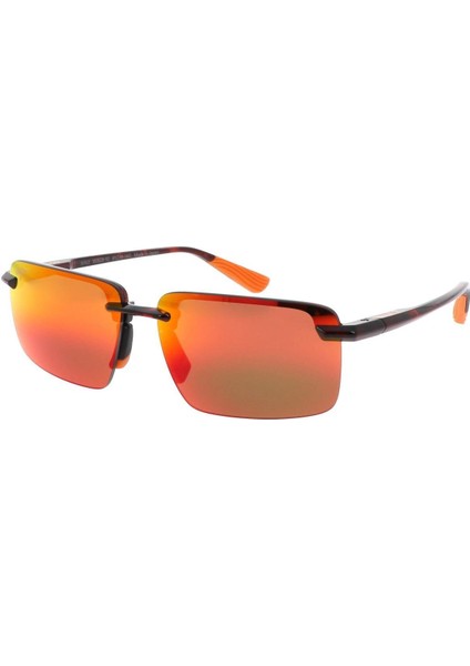 Mj 0626S 002 10 61 Polarize Unisex Dikdörtgen Kırçıllı Kırmızı Kemik Güneş Gözlüğü