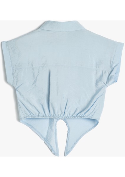 Crop Gömlek Önden Bağlama Detaylı Kısa Kollu Cepli fiyatları