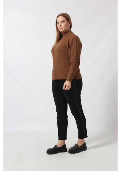 Çizgi Örgü Detaylı Kalın Balıkçı Yaka Kazak fiyatları