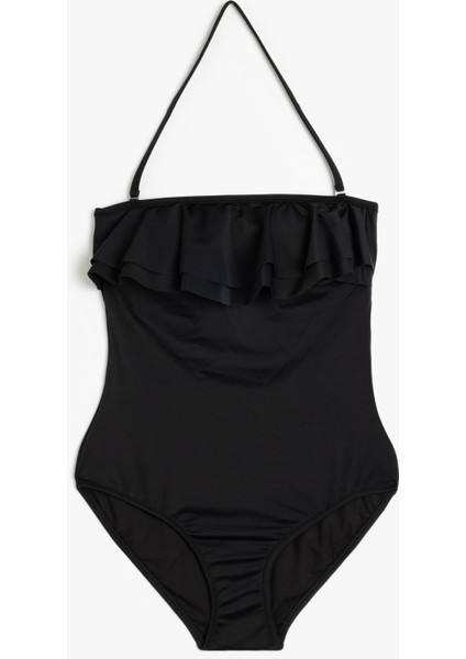 Çıkarılabilir Askı Detaylı Fırfırlı Straplez Mayo