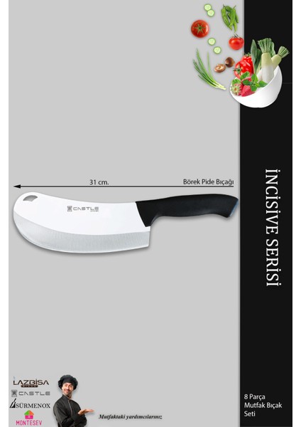 Incisive Serisi Mutfak Bıçak Seti Et Ekmek Sebze Börek Pide Şef Bıçağı 8 Li Set ( MFT-271 )