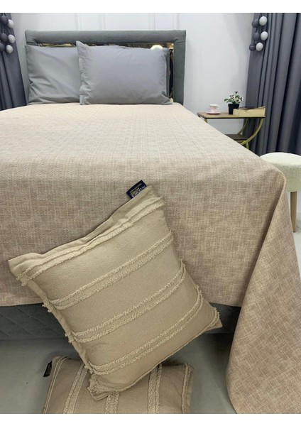 Nivemeshome Bej 200X230 Tek Pike Örtüsü Çift Kişilik