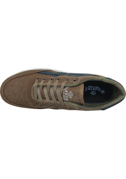 Vizon Kahve Beyaz Bağcıklı Keten Sneakers Spor Ayakkabı