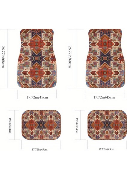 Araba Vintage Ayak Paspasları Halı Kirlenmeye Dayanıklı Paspaslar 4'lü Set (Yurt Dışından)