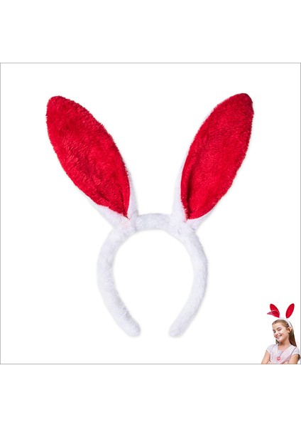 Tavşan Kulağı Pelüş Taç - Kırmızı