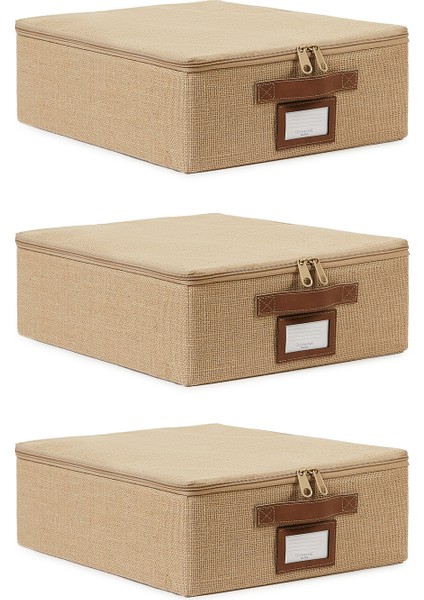 3'lü Küçük Boy Jüt Destekli Hurç Set 31 x 38 x 12 cm