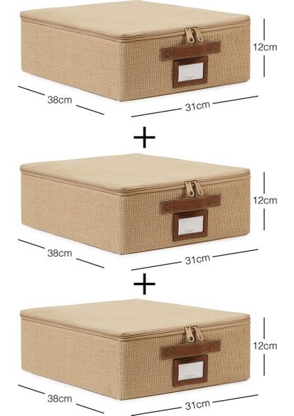 3'lü Küçük Boy Jüt Destekli Hurç Set 31 x 38 x 12 cm
