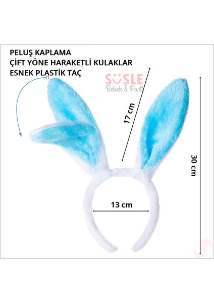 Tavşan Kulağı Pelüş Taç - Mavi